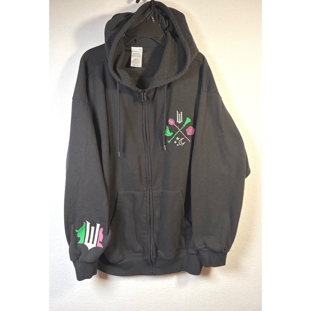 Wicked Musical Zip Up Hoodie Women 2XL Black Excellent Broadway Embroidered Logo